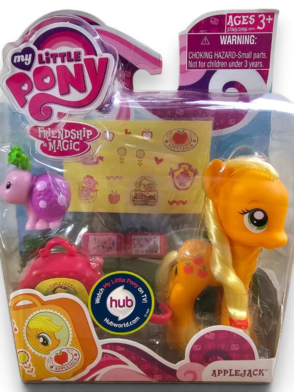 Hasbro My Little Pony Applejack G4 Brushable w/ Suitcase Ladybug Pet MLP 2011